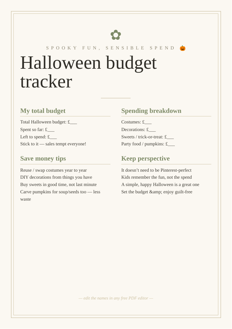 Halloween budget tracker
