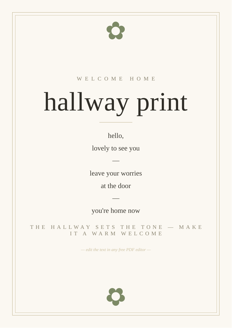 Hallway welcome wall print