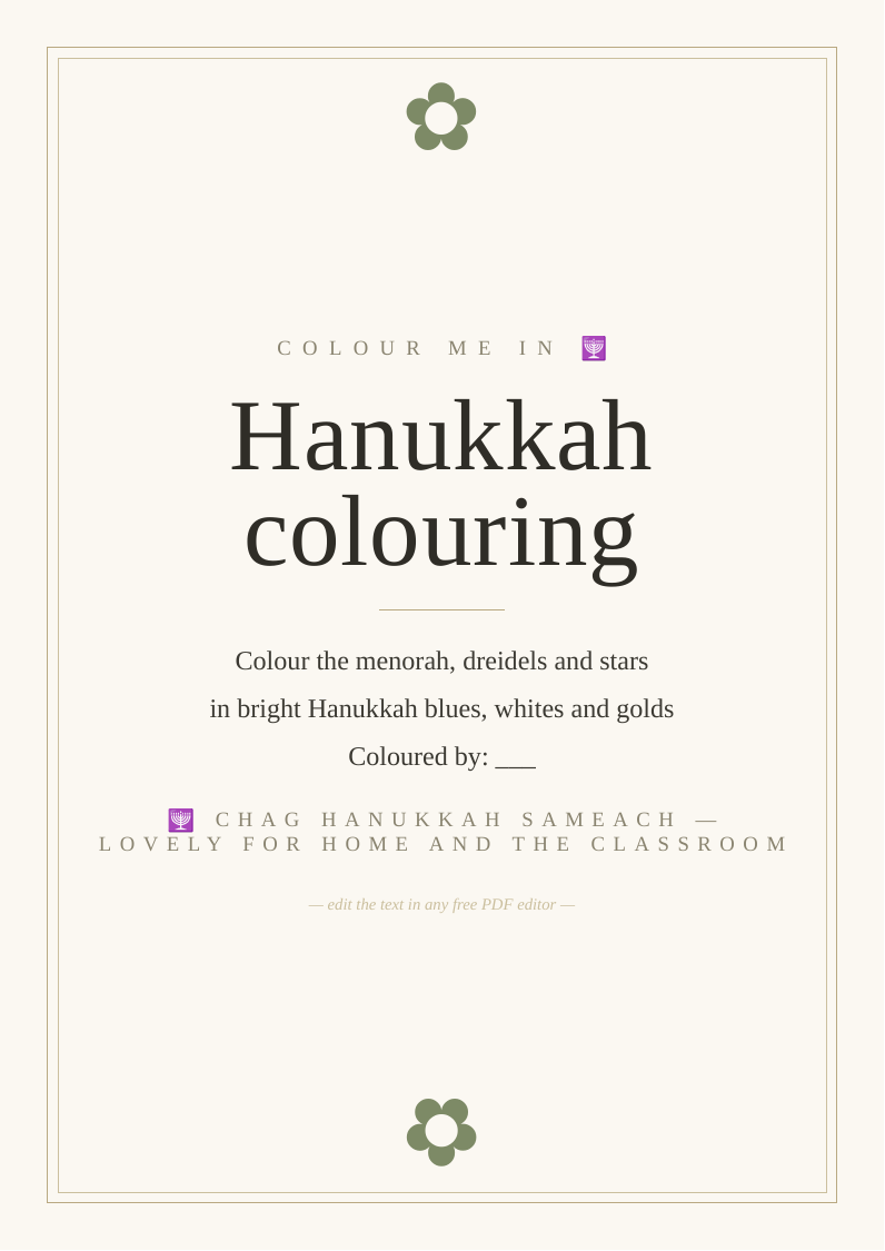 Hanukkah colouring sheet