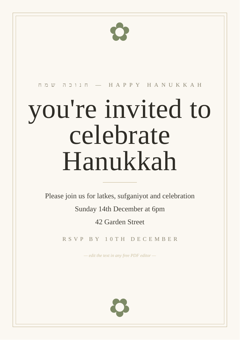 Hanukkah invitation