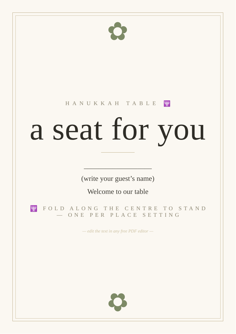 Hanukkah place cards
