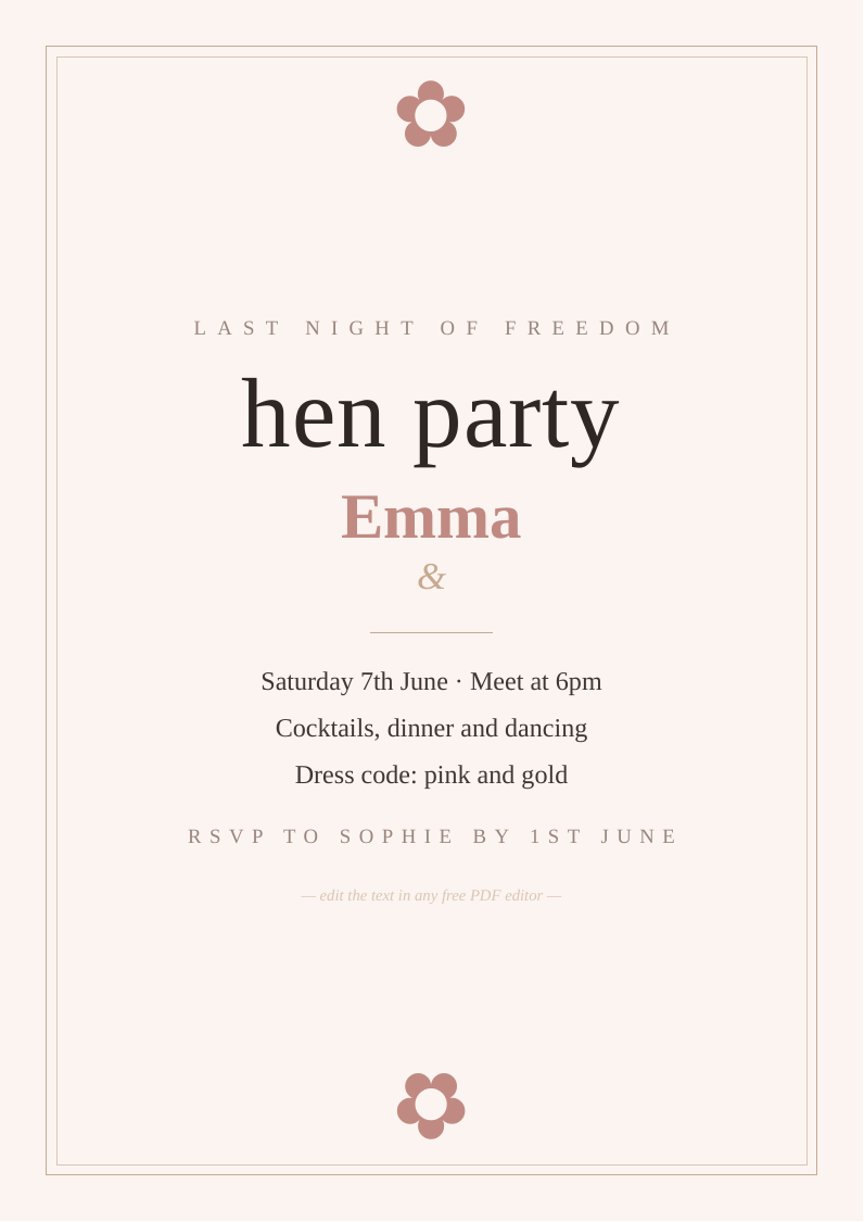 Hen party invitation