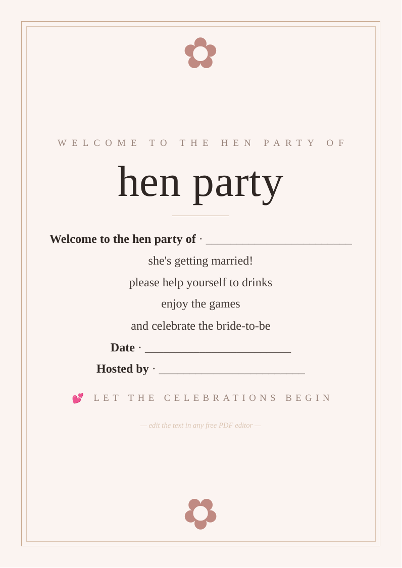 Hen party welcome sign