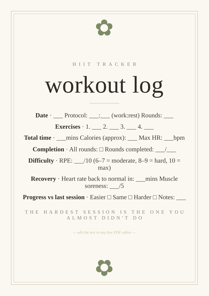 HIIT workout tracker