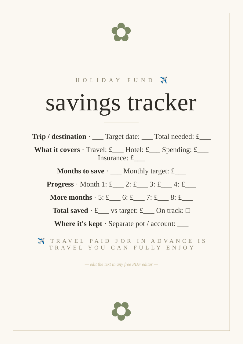 Holiday savings fund tracker