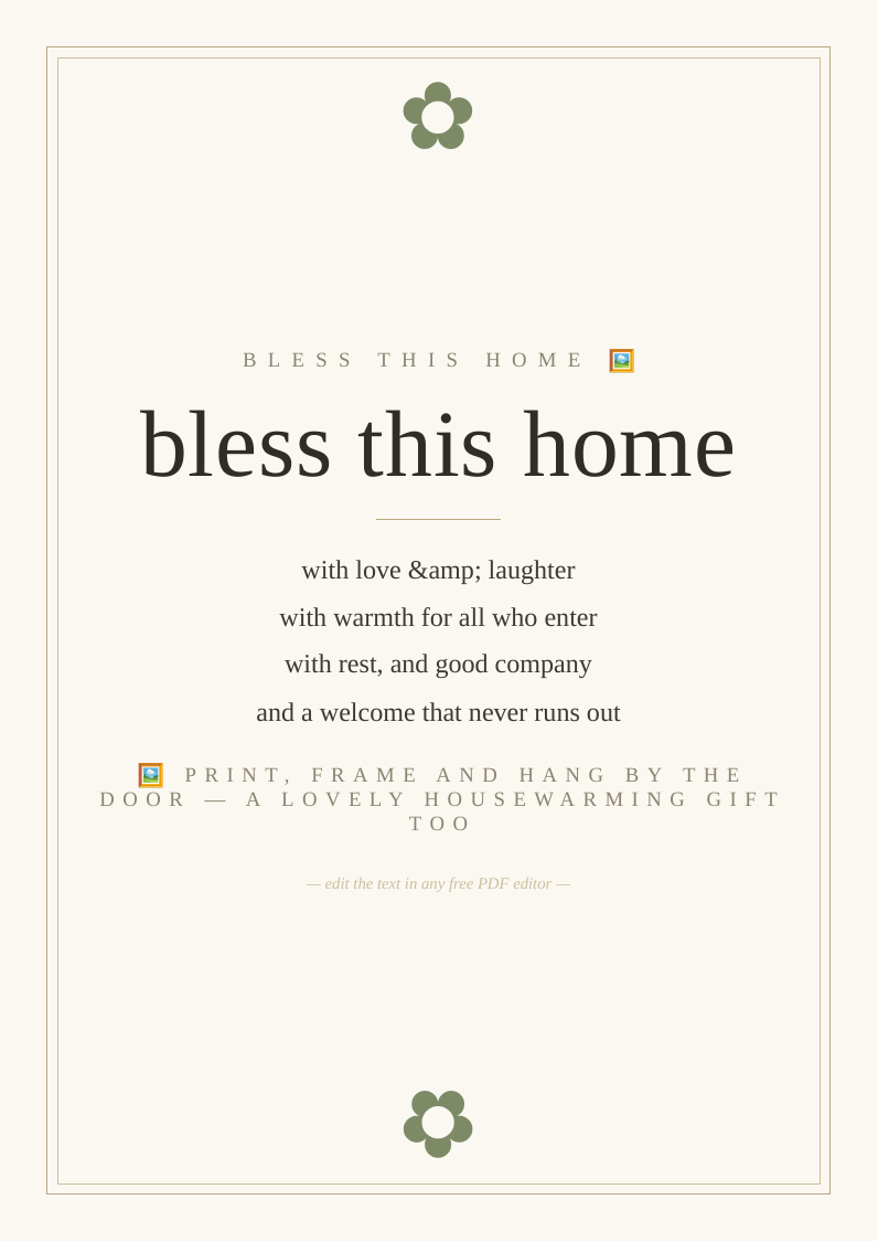 Home blessing print