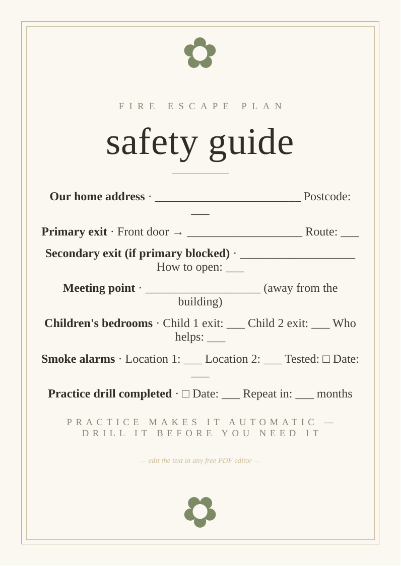 Home fire escape plan
