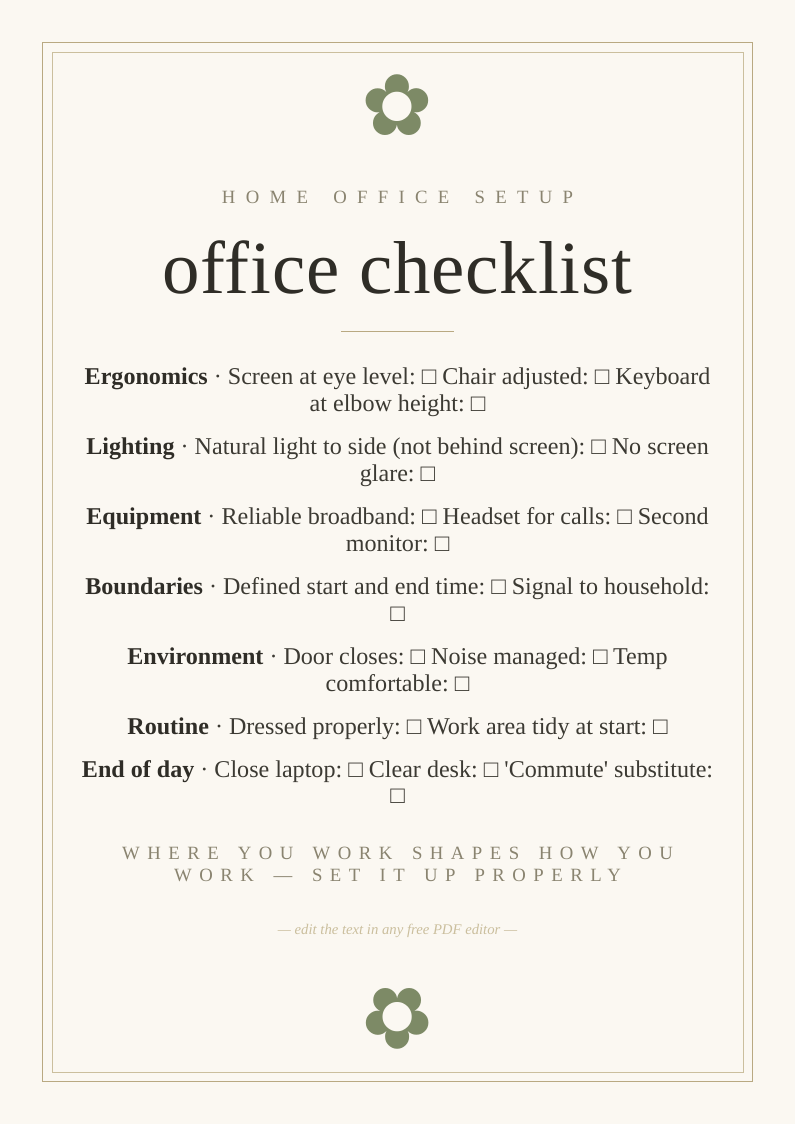 Home office setup checklist