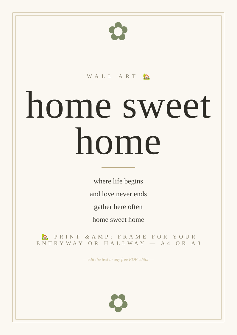 "Home sweet home" print