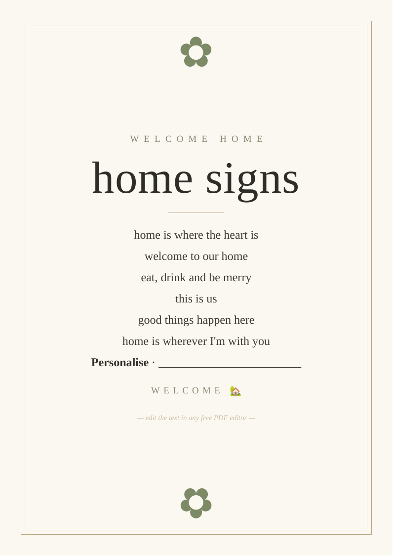 Housewarming decor signs
