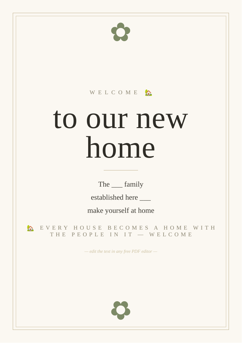 New home welcome sign