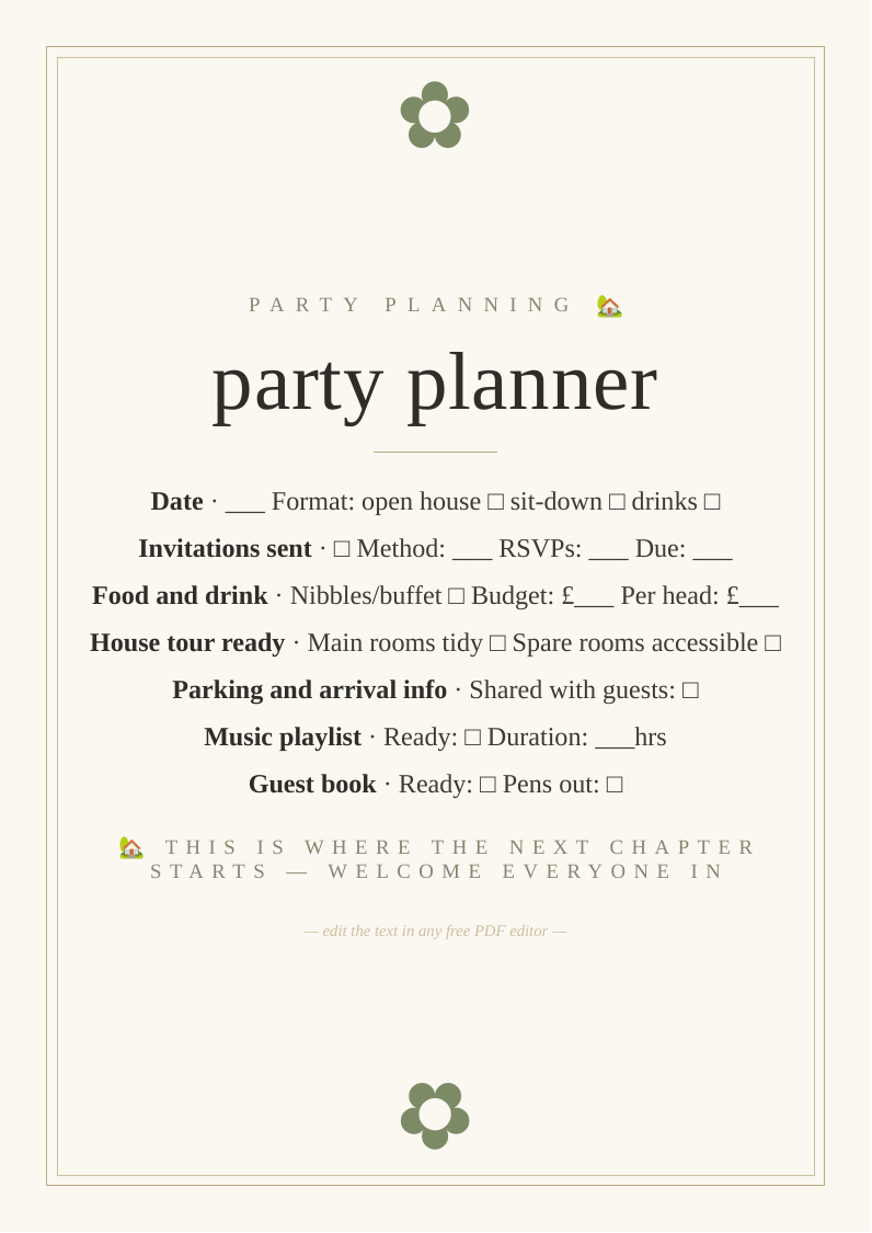 Housewarming party complete planner