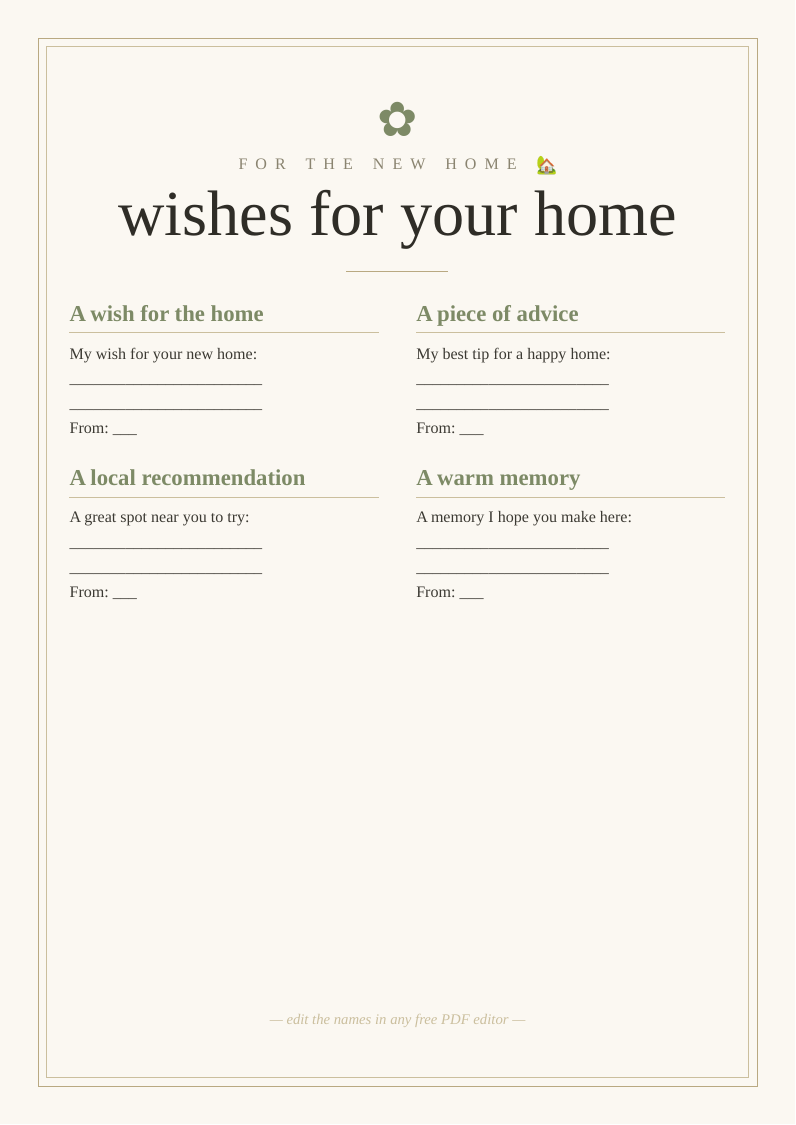 New home wishes cards