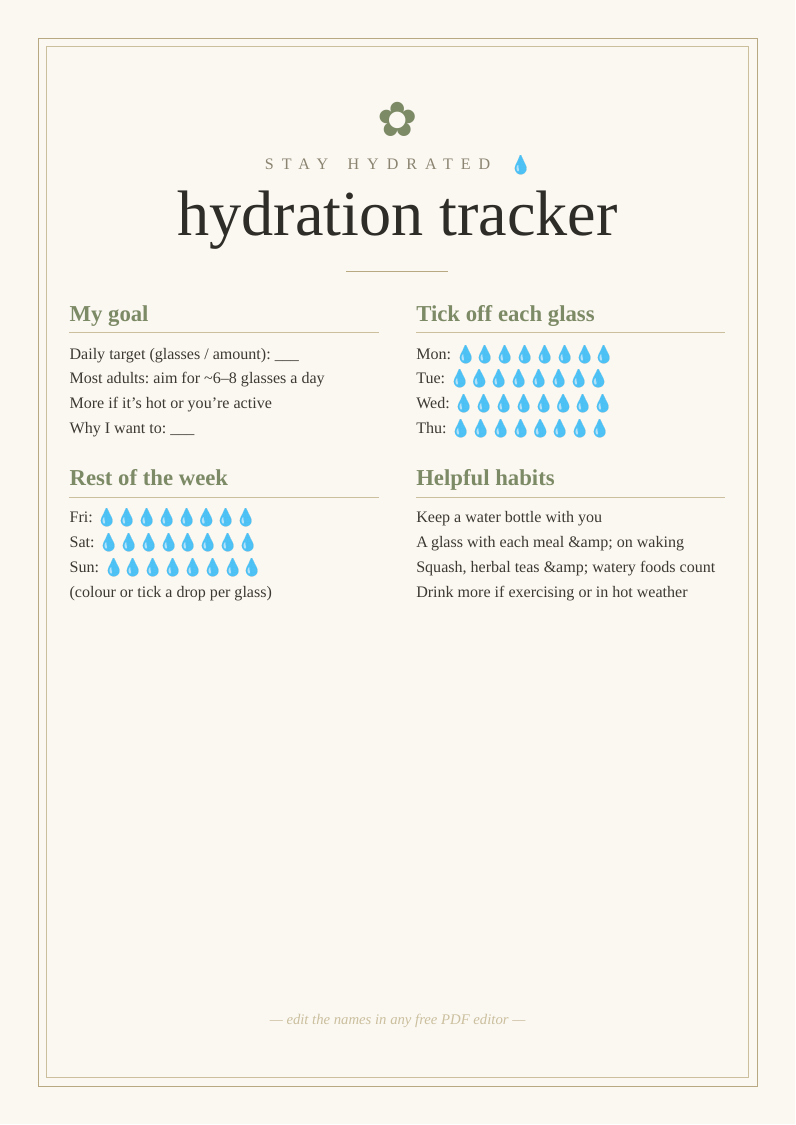 Daily hydration tracker