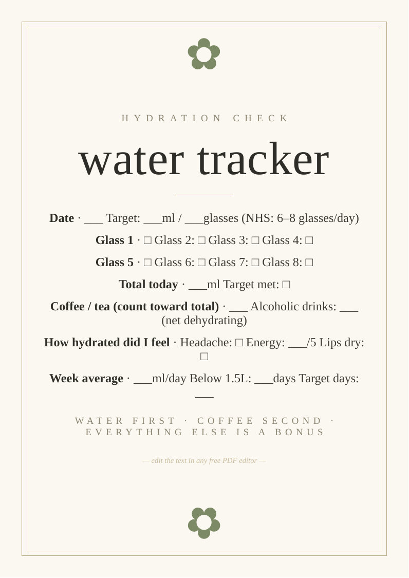 Daily water intake tracker