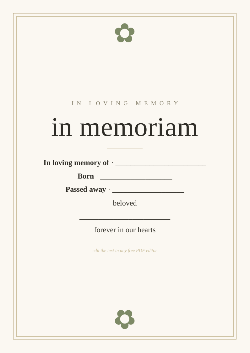 In memoriam display sign