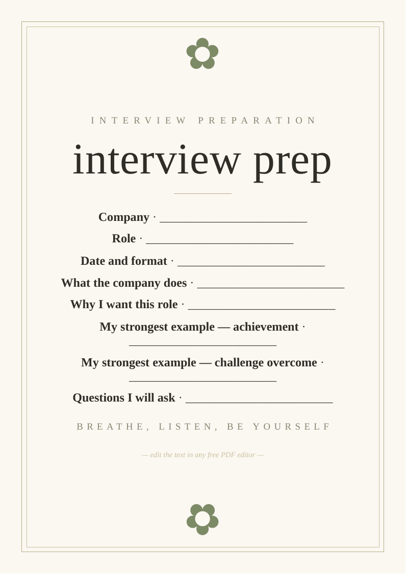 Interview preparation notes