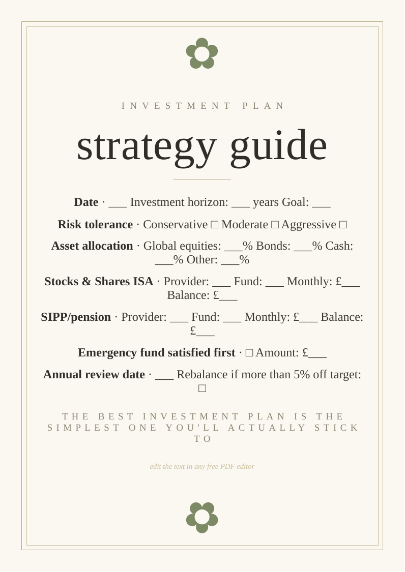 Investment strategy plan