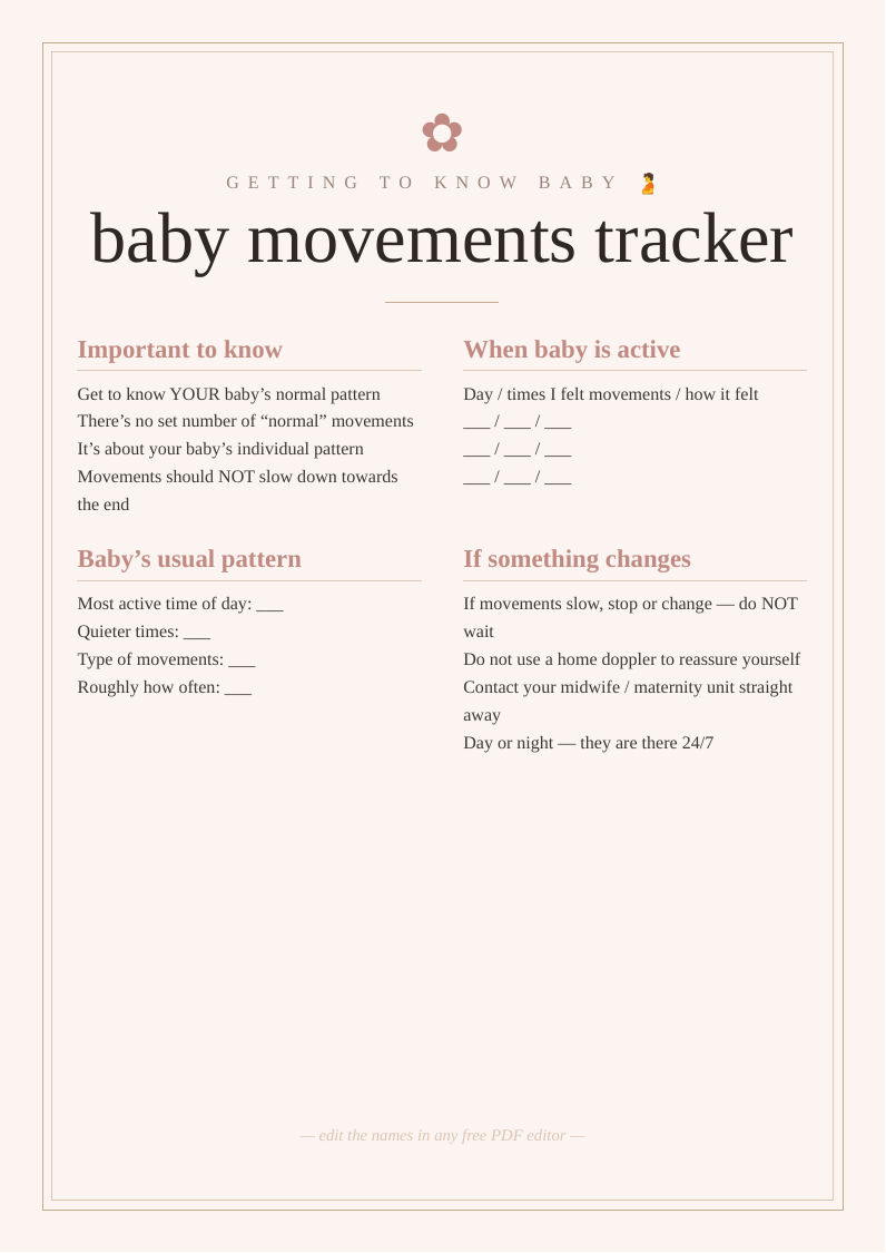 Baby movements tracker