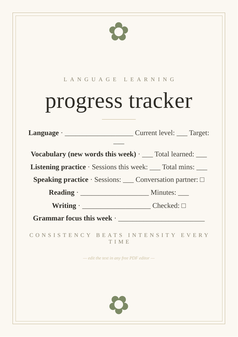 Language learning tracker