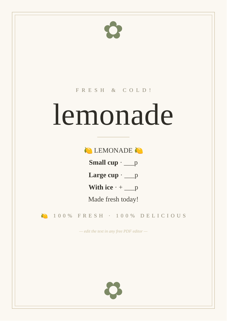 Children's lemonade stand sign