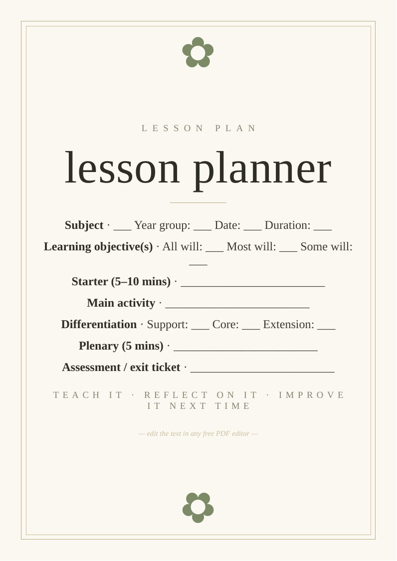 Lesson plan template
