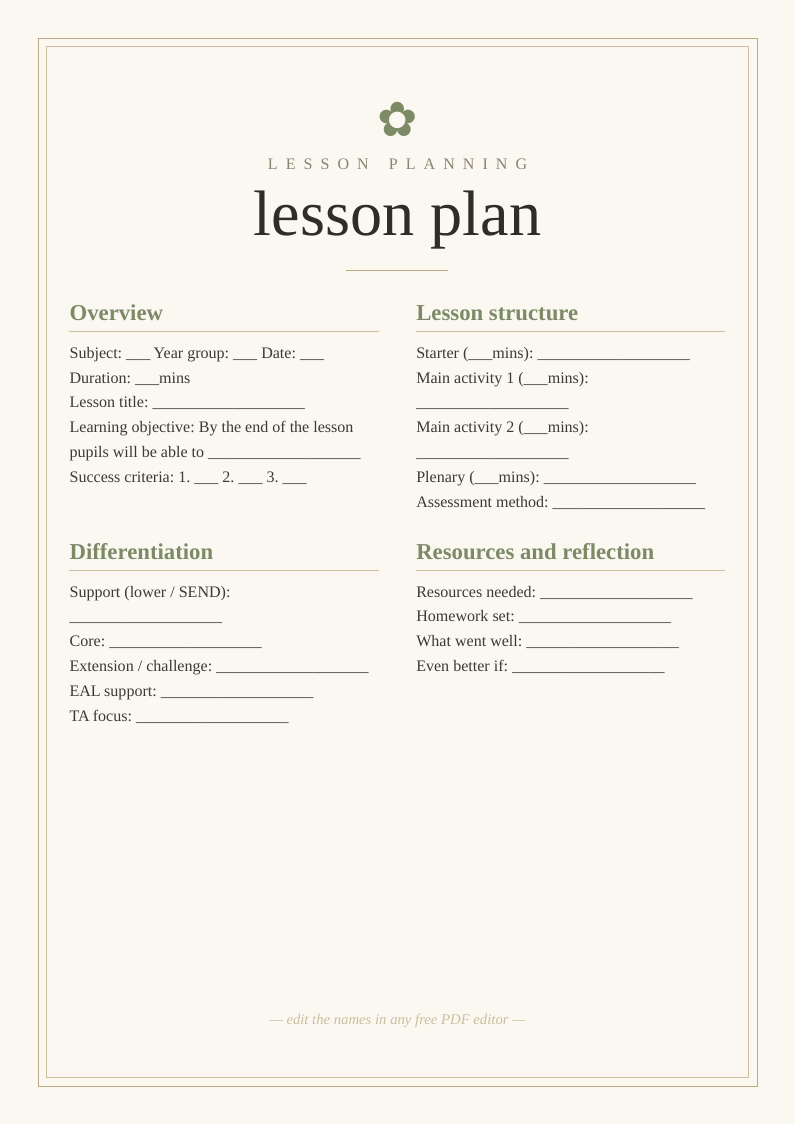Lesson plan template