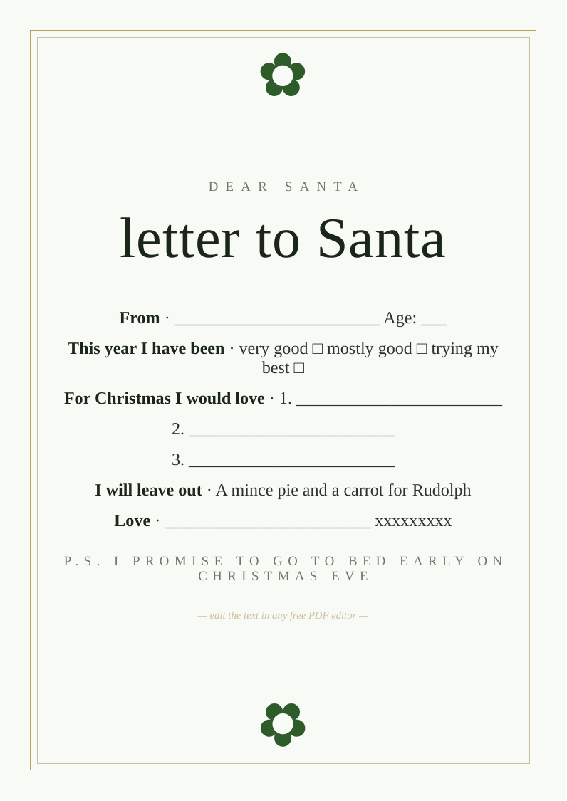 Letter to Santa template