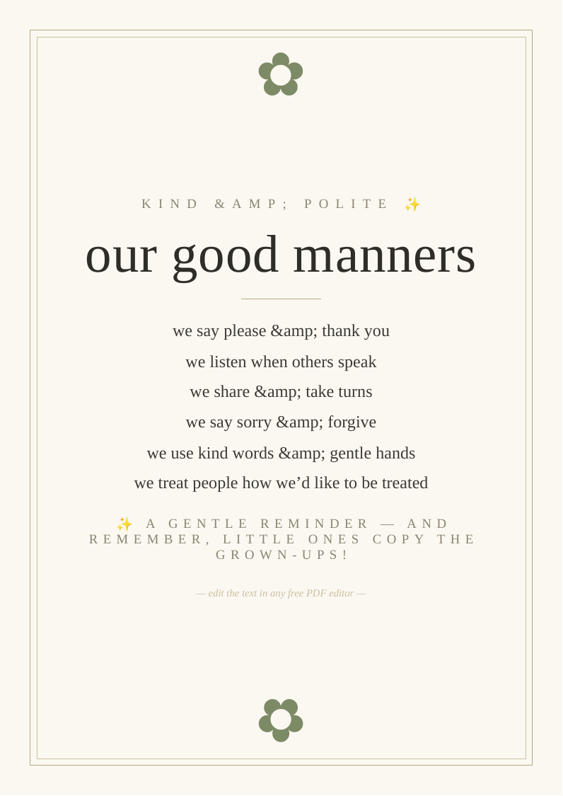 Good manners poster