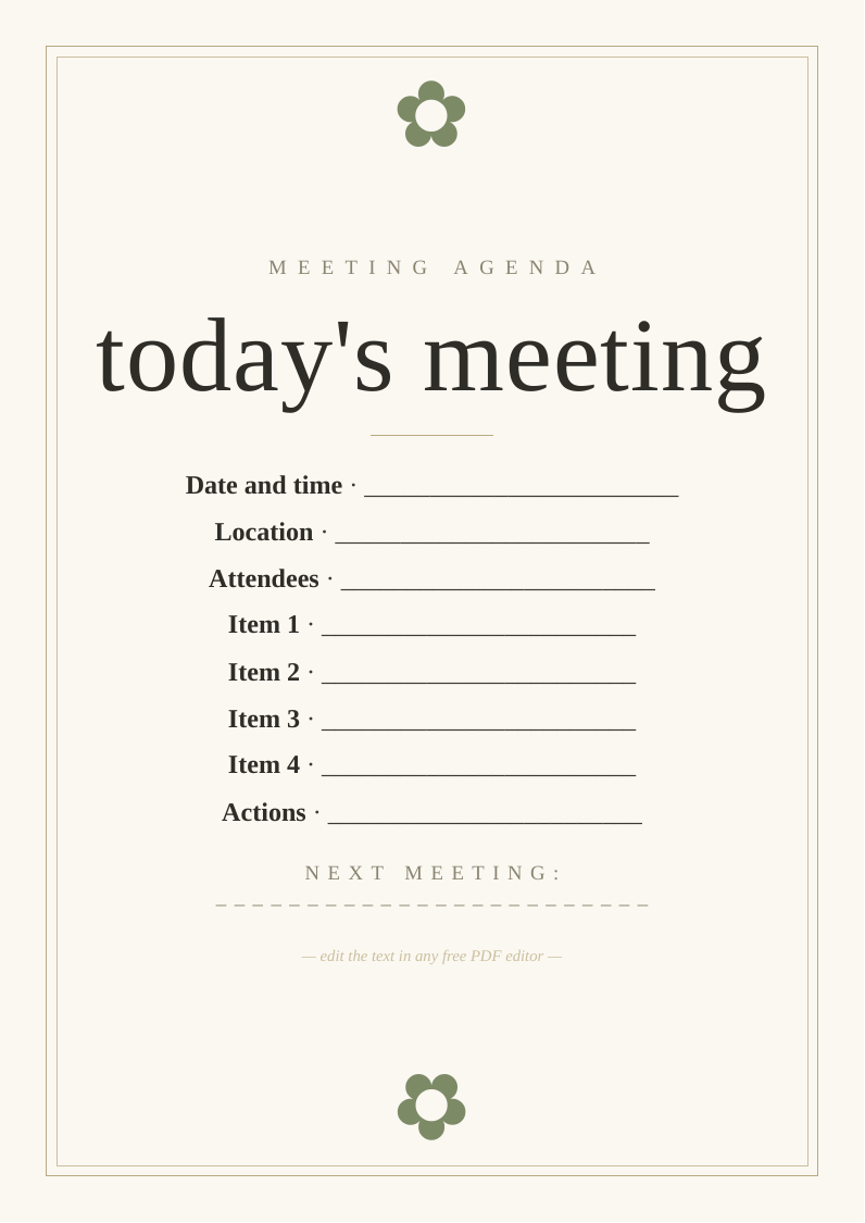 Meeting agenda