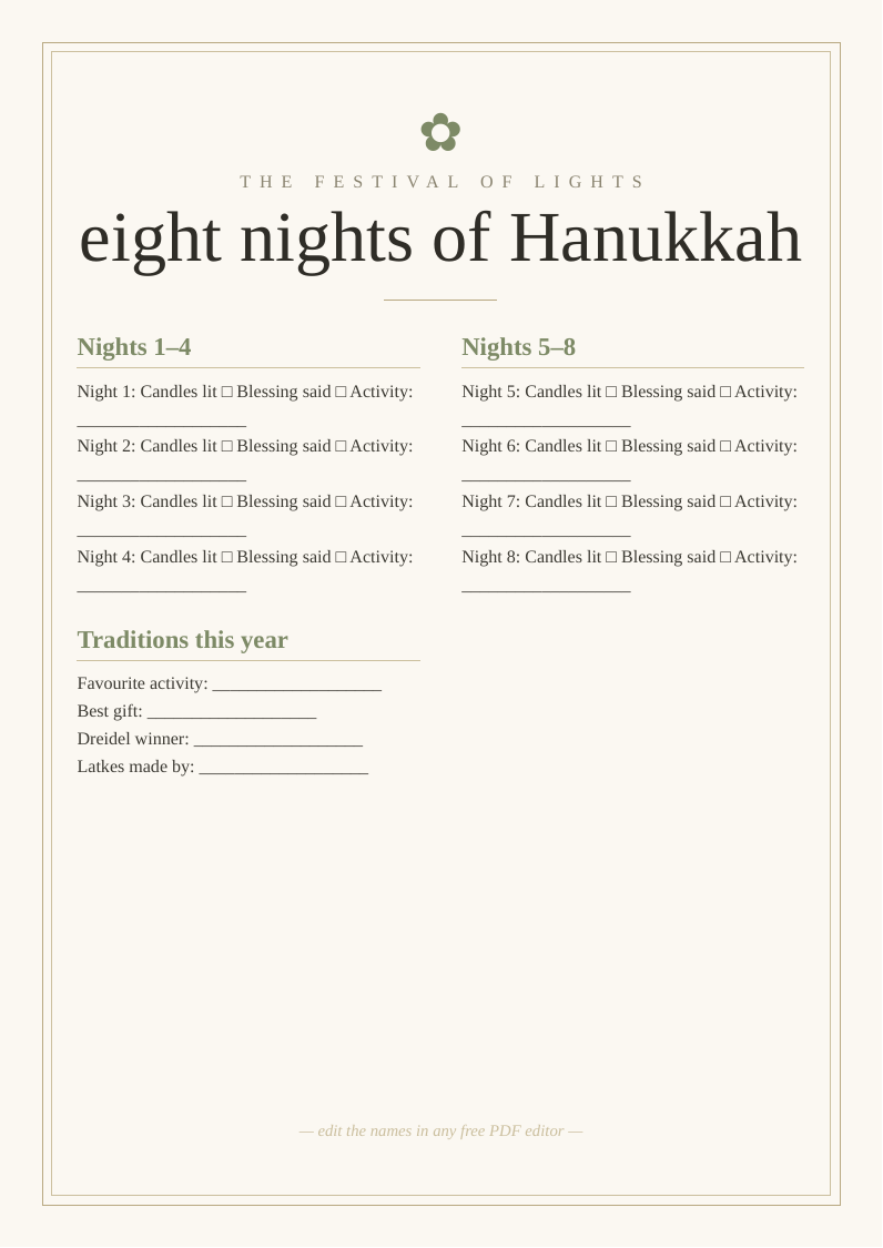 Menorah lighting planner