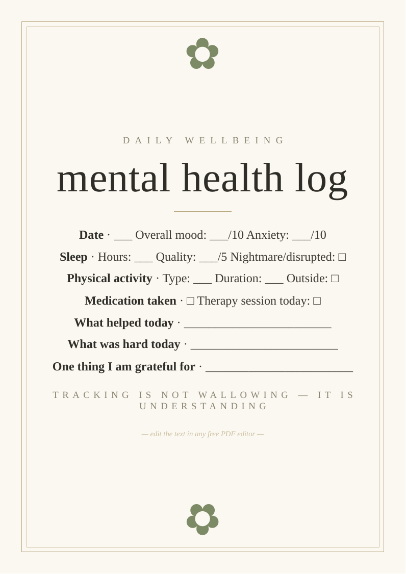 Mental health daily tracker