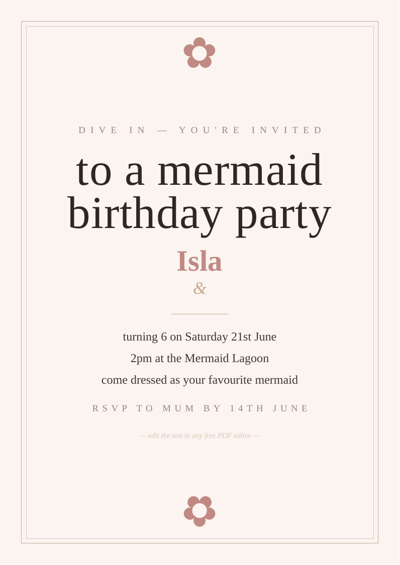 Mermaid party invitation