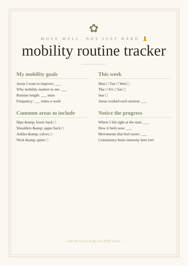Mobility routine tracker
