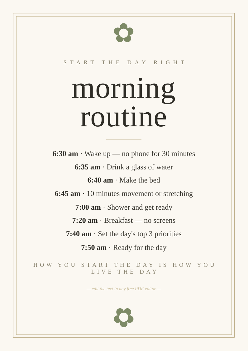 Morning routine checklist