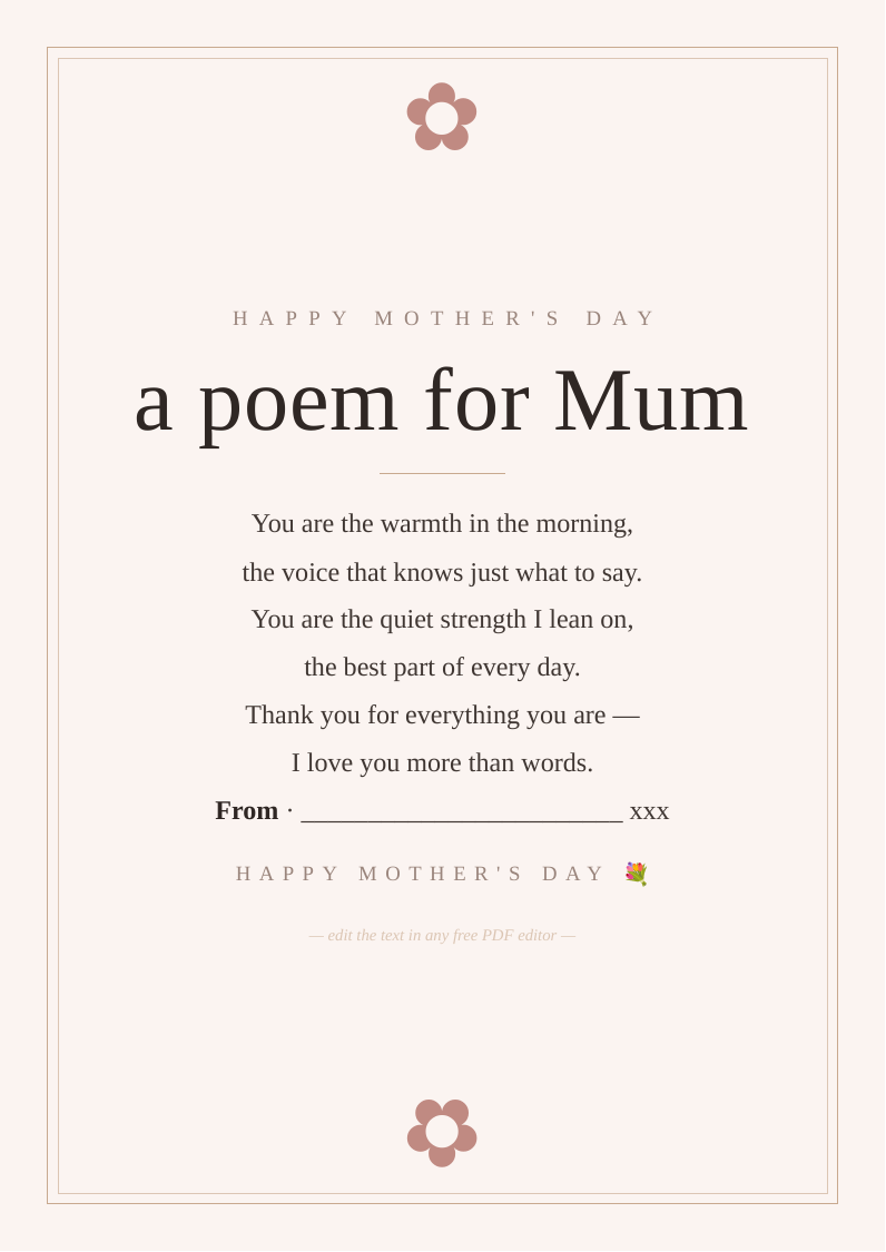 Mother's Day poem card