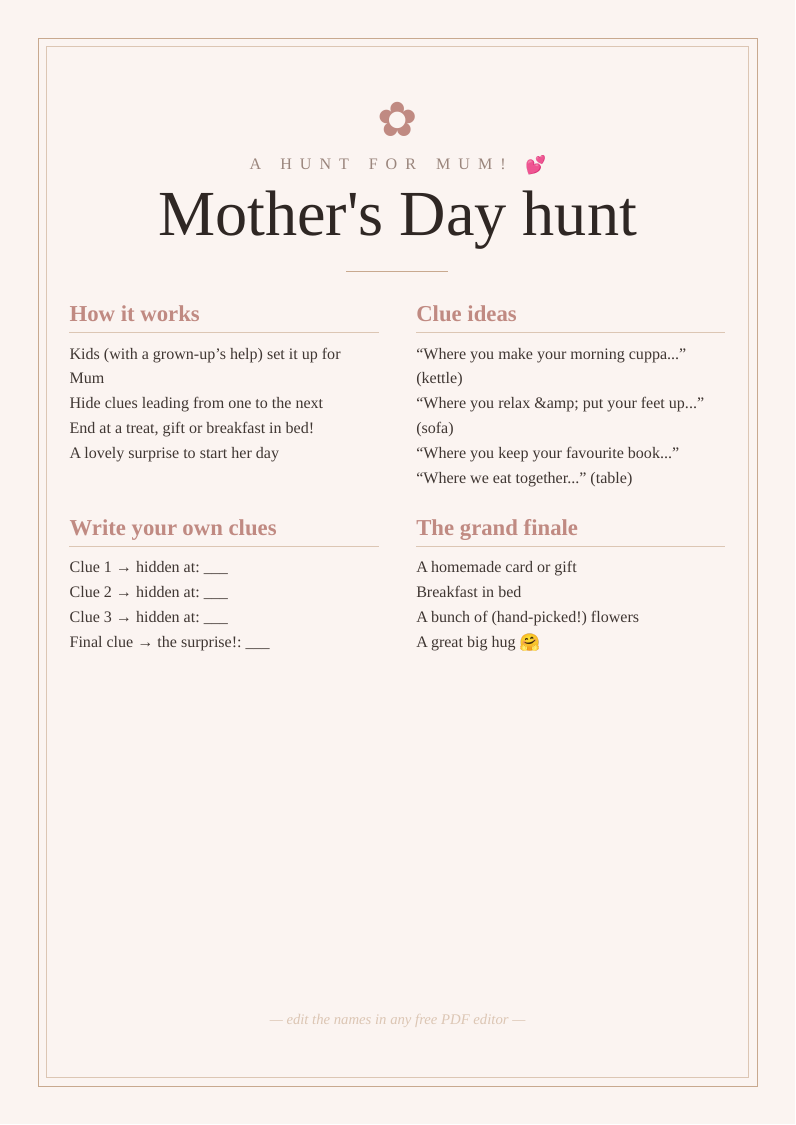 Mother's Day scavenger hunt
