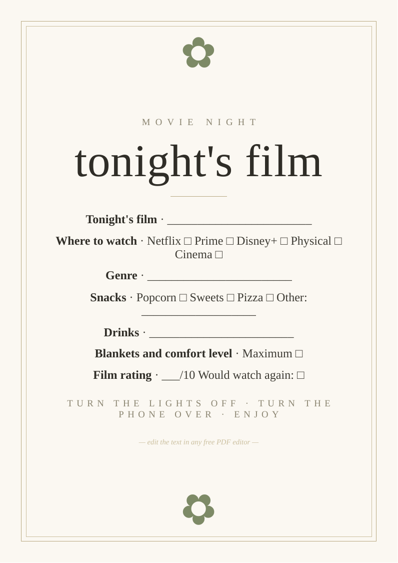 Movie night planner
