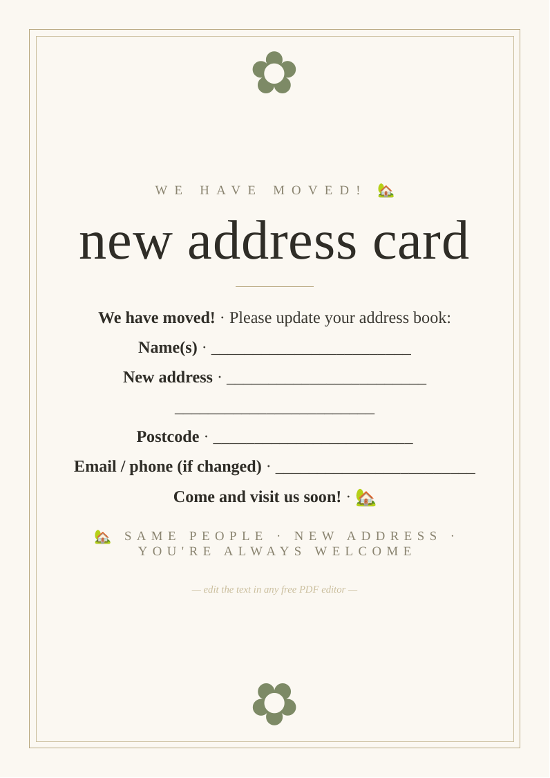 We have moved announcement card