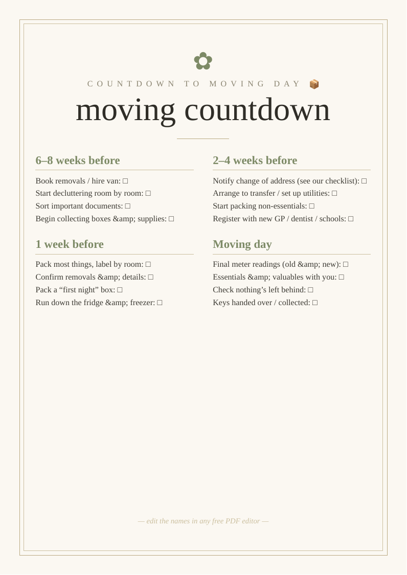 Moving countdown timeline