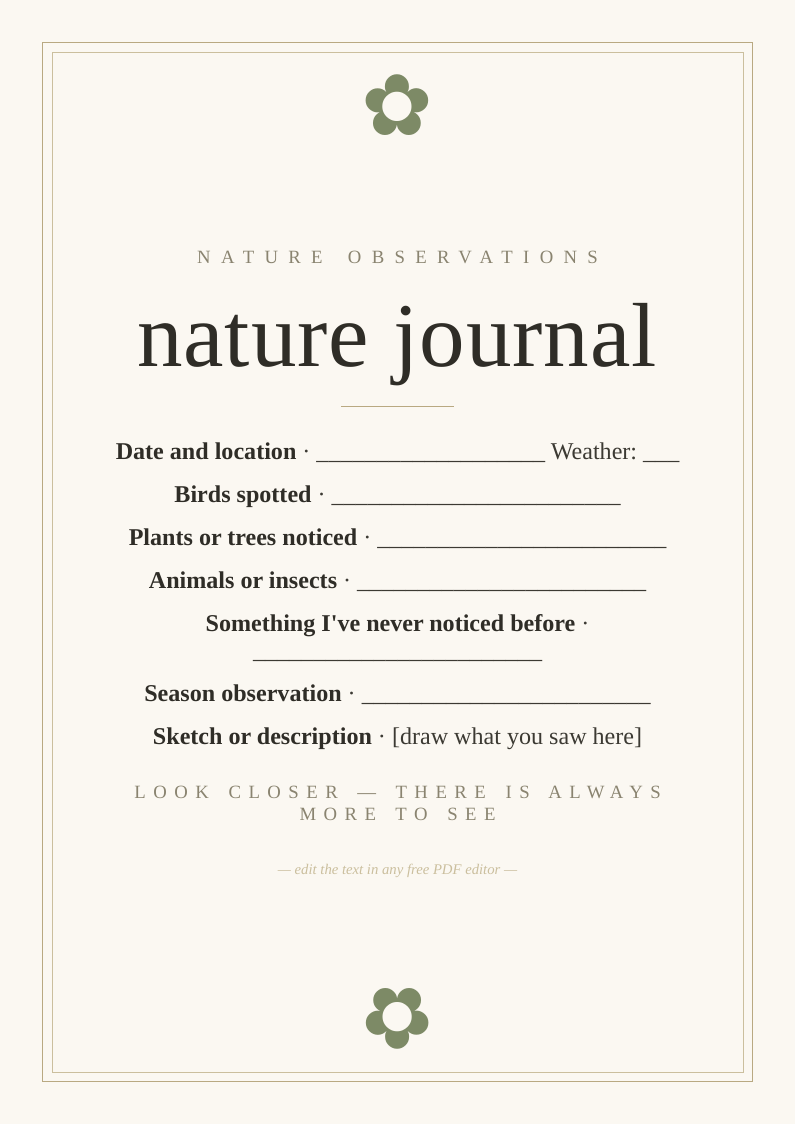 Nature journal page