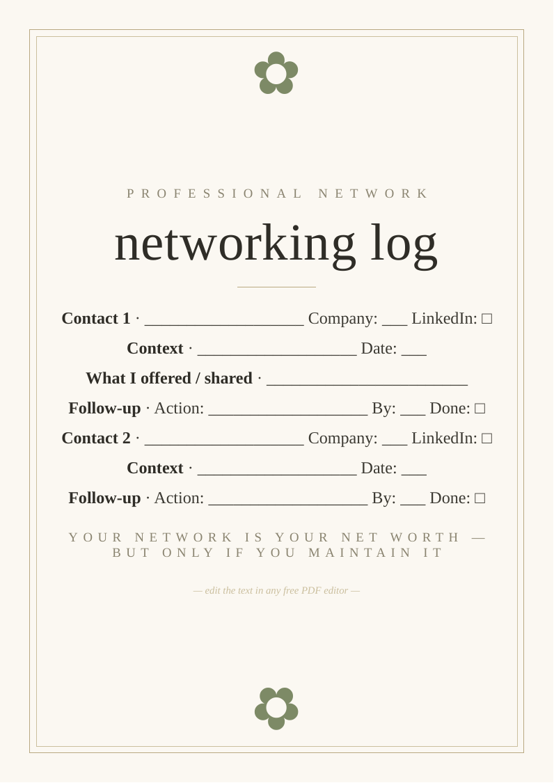 Professional networking contact tracker