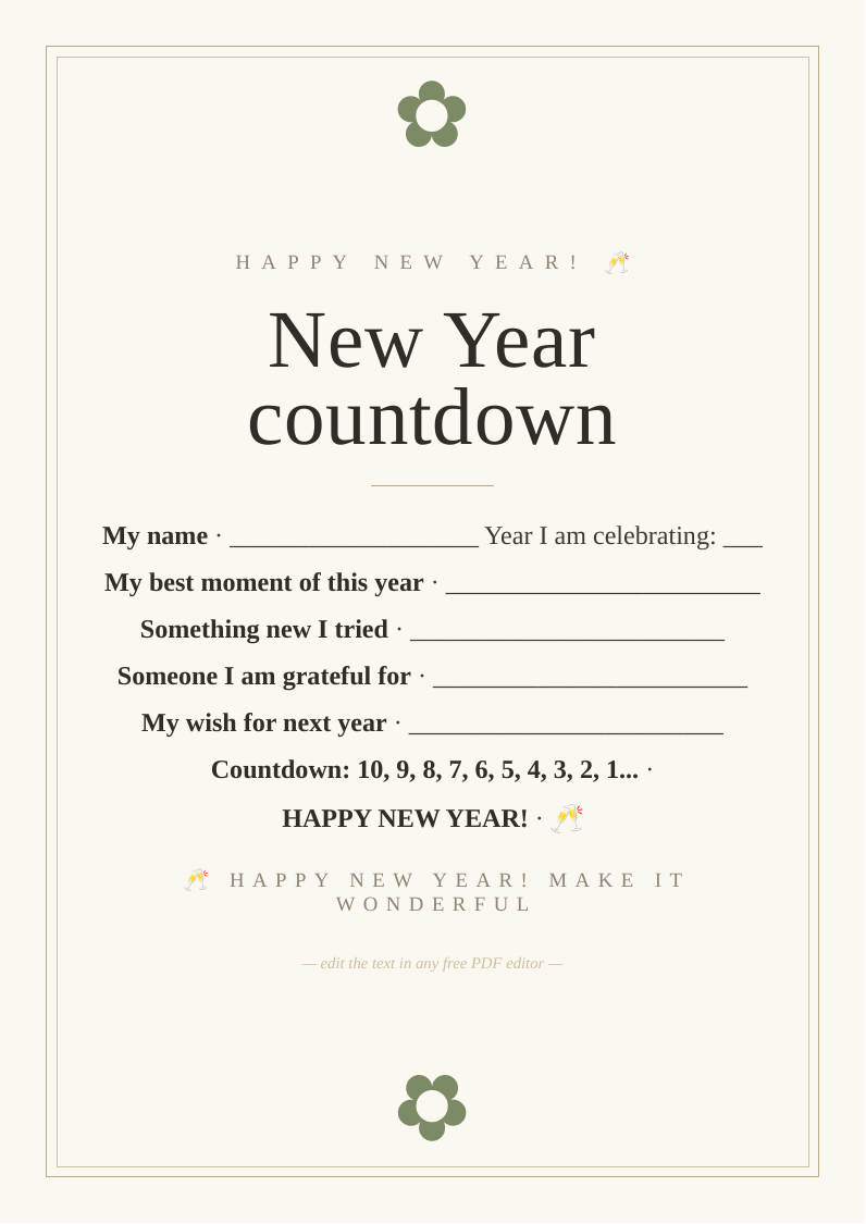 New Year countdown activities
