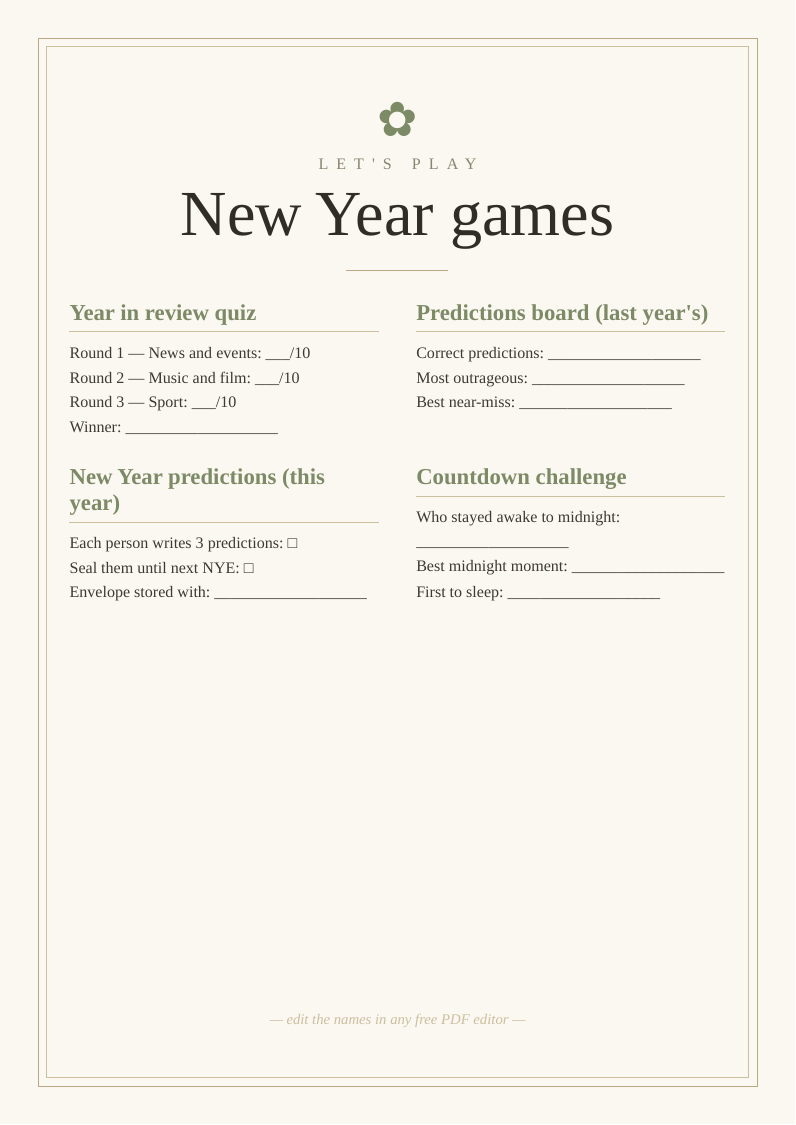 New Year party games