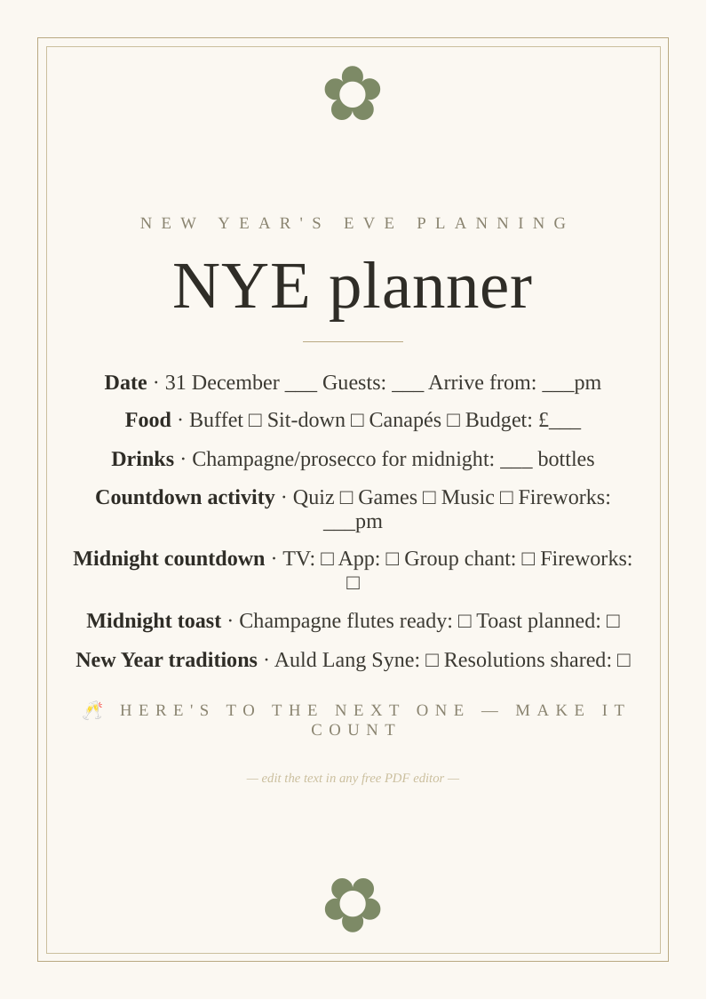 New Year's Eve party planner