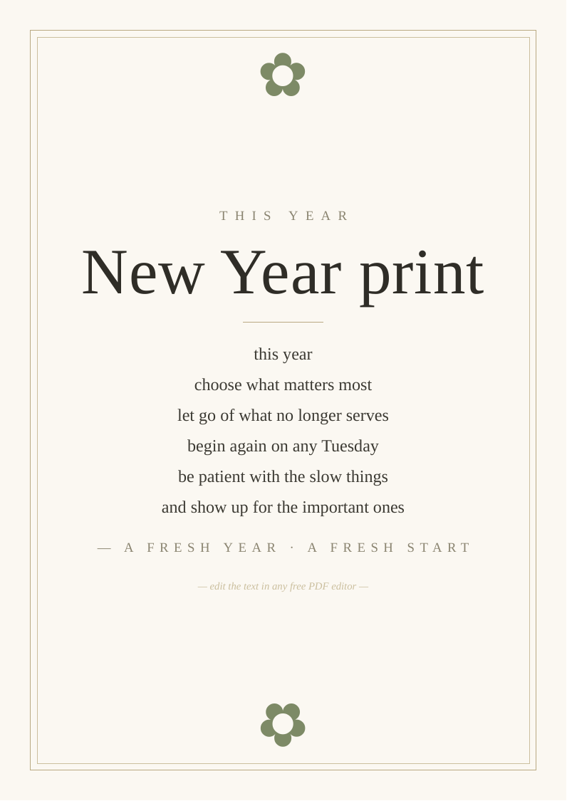 New Year intention wall print