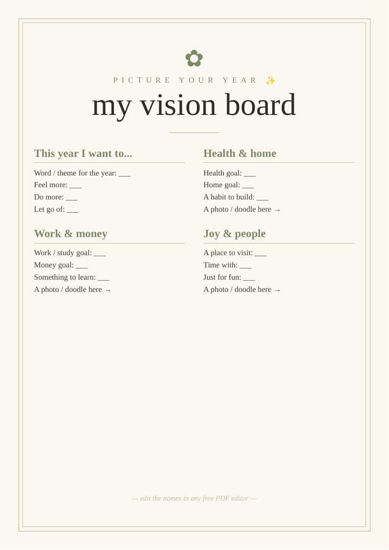 Vision board template