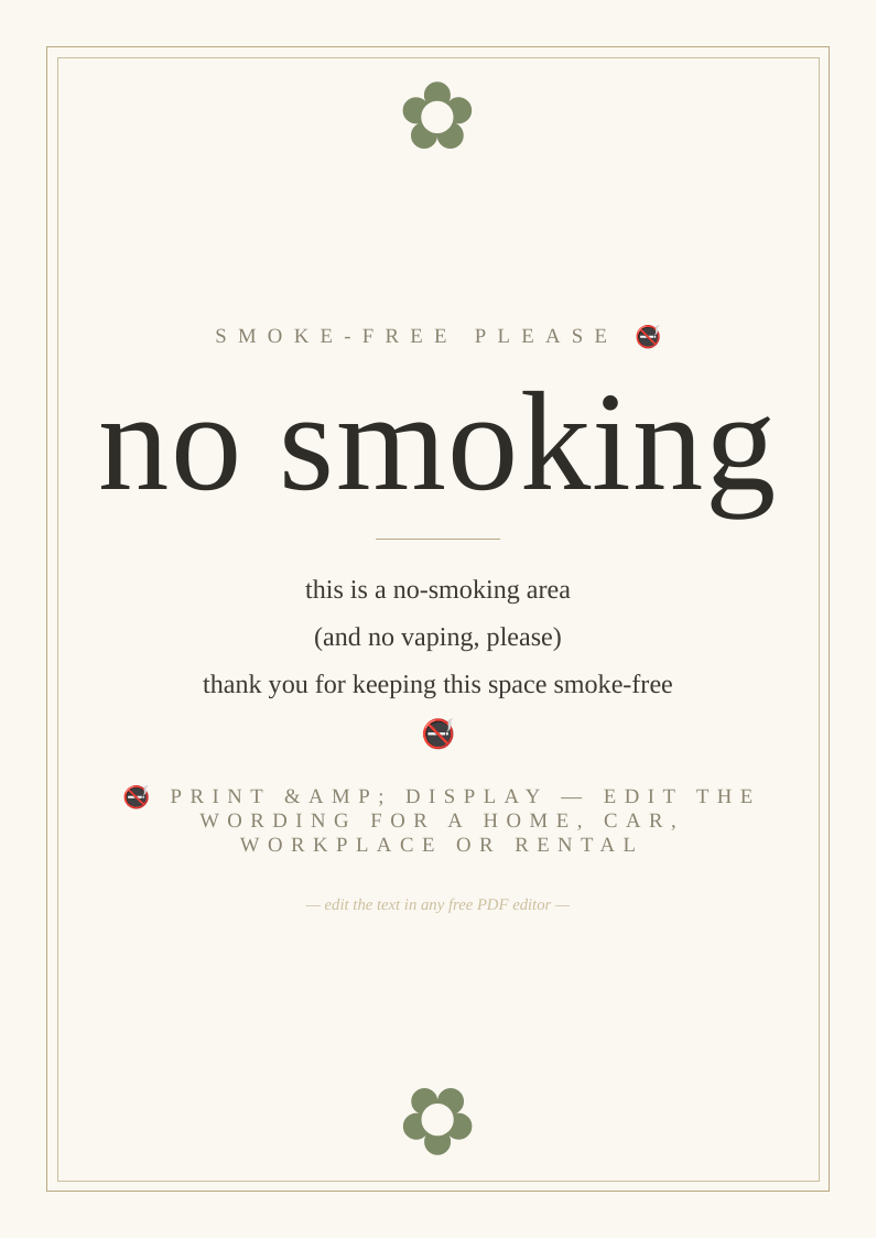 "No smoking" sign
