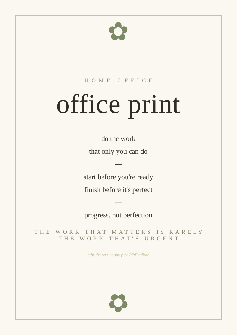 Home office motivational print