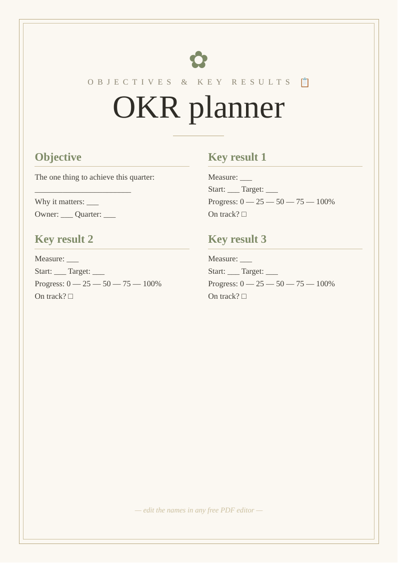 OKR planning template